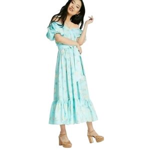 Loveshack Fancy For Target Estelle Puff Sleeve Pale Blue Floral Dress. Size 6